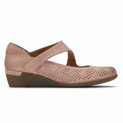 Cunhas Rockport Cobb Hill Devyn Mary Jane Mulher Rosa PT-32401